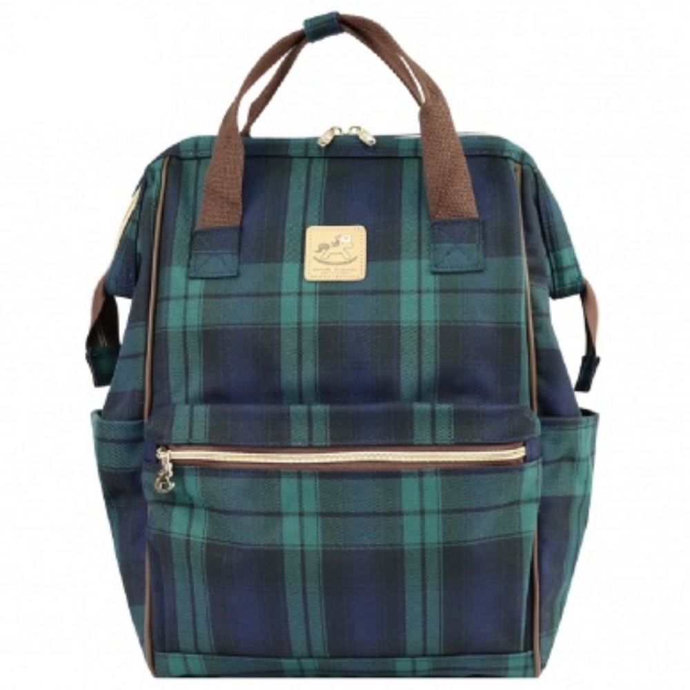 Waterproof Plaid Large Opening Backpack